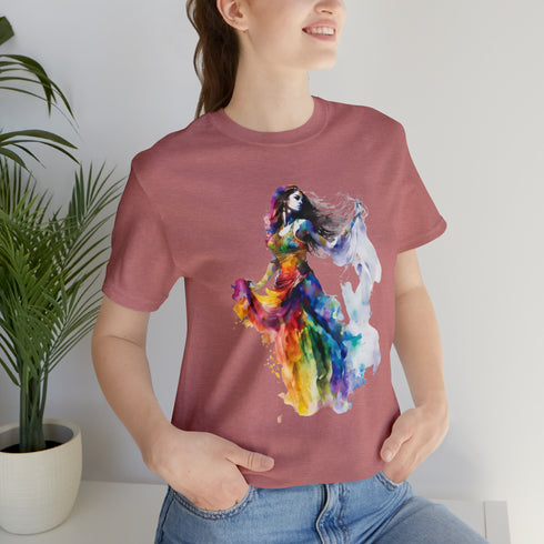 Rainbow Belly Dancer's Pose - Short Sleeve Tee